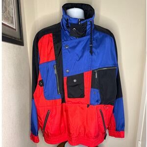Y2K Ossi Ski Wear Men’s Color Block Red Blue Black Jacket Size Large